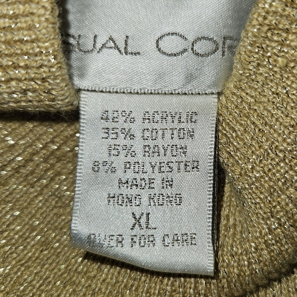 #045 Vintage - Casual Corner- Gold sparkly sleeveless tank top- Size: XL - Picture 4 of 5